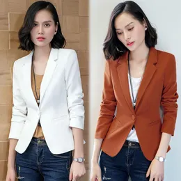 Ternos femininos estilo estilos senhoras de mangas compridas flem mulheres blazers e jaquetas pequenos terno blazer single fuckle jacket office senhora