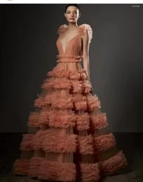 Повседневные платья Женщины роскошные розовые вечерние платье элегантное винтажное сетчатое кружевное платье в формальном ночном платье
