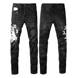 2023 Fall Mens w trudnej skali dżinsy ~ Rozmiar 28-40 dżinsów ~ Slim Motorcycle Moto Biker Procesal Denim Spodnie Hip Hop Dżinsy