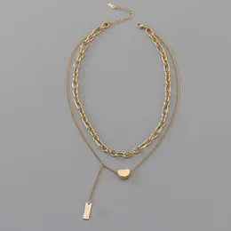 Kedjor Fadeless Gold Bean Double Tofs Hip-hop Titanium Stål Halsband Tillbehör Nyckelbenskedja 2023 Dam Halsband