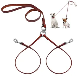 Collari per cani Doppio guinzaglio per due cani di piccola taglia Cucciolo in pelle NoTangle Doppio accoppiatore Forza testata Camminata e allenamento 2