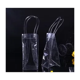 Ice Buckets And Coolers Clear Plastic Wine Bag Single Bottle Food Container Drinking Storage Kitchen Accessories Drop Delivery Home Dhvym