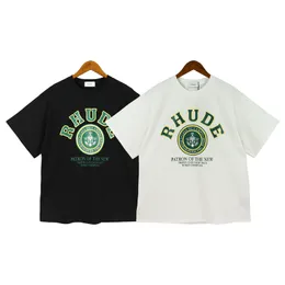 Rhude Print Plus Size Men'sTシャツアメリカンヴィンテージTシャツ女性特大のTシャツストリートウェアティーユニセックスユースTシャツ短袖カスタムロゴOEMブランクティー