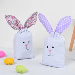 Sublimação Páscoa Bolsa Bolsa Brocada com Ears de Coelho Easter Rabbit Bags sacos de presente de Páscoa para crianças por atacado 001