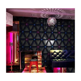 Wallpapers Luxury 3D Geometric Black Wallpaper Ktv Room Modern Bar Night Club Decorative Waterproof Pvc Wall Paper P107 Drop Deliver Dh6Eu