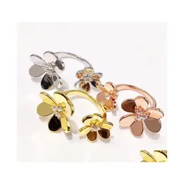 Cluster Ringe Kubikzircon Blume für Frauen Trendy Luxus Umwelt Kupfer Kristall Statement Party Zubehör Drop Lieferung Jude DHF5Y