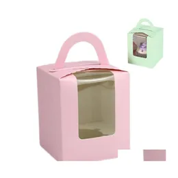 Cupcake Taşınabilir Temiz Pencere Kutusu Fransız Pastası Çörek Pişirme Köpek Ambalaj İç Tepsi Tatlı Doğum Günü Partisi Dekorasyonu JY1196 D Dhoal