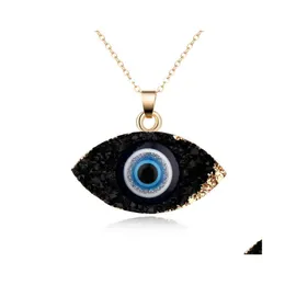 Pendant Necklaces Simple Evil Eye Necklace Women Resin Handmade Clavicel Chains For Female Christmas Imitation Natural Stone Drop De Dhpby
