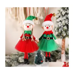 크리스마스 장식 엘프 인형 장식 사랑스러운 소년과 소녀 크리스마스 나무 연도 장식 가정 선물 드롭 배달원 축제 파 dhnob