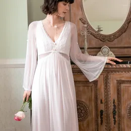 Kadın pijama kadınları dantel peignoir seksi gece peri gece elbisesi Victoria vintage beyaz örgü kawaii gecelik romantik zarif uzun elbisesi