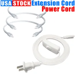 T8/T5 Integrated LED Tube Light Switch Fixture AC Power Cords Cable med 3 Prong US Plug f￶r Garage Workshop Warehouse Commercial Lighting 6.6ft 100 st/Lot Crestech