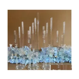 Świeczniki 5 szt. Dekoracje ślubne centralny kandelabr przezroczysty uchwyt akrylowe świeczniki na wesela Event Party Drop Dostarcz Dhwex