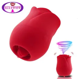 Sex toy Massager Female Tongue Licking Sucking Vibrator Rose Shaped Nipple Sucker Cup Masturbators Clit Anal Stimulator Toys for Women