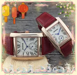 Crime Premium women men three pins work watch rectangle roman dial case genuine leather quartz battery power couples lovers time clock wristwatches gifts