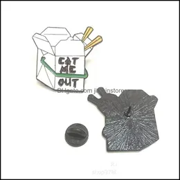 Fast Food Box Bag Cartoon EAT ME Brooch Badge Enamel Lapel Pin Jewelry Kids  Gift