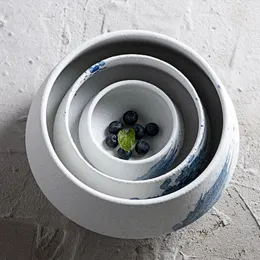 Piatti Piatto piano in ceramica creativa Decorazione giapponese Ciotola per ramen da tavolo Soggiorno Insalatiere Accessori da cucina