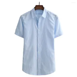 Camicie casual da uomo Camicia di lino in cotone bianco tinta unita semplice Bottoni sottili sottili da uomo a maniche corte