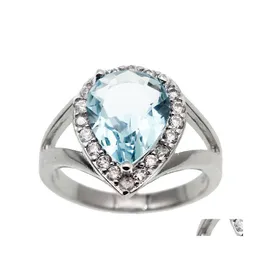 Ringos de cluster Hermosa Ring for Women Tamanho 8 Basa azul brilhante/Greentopaz Fashion Holiday Party Drop Drop Jewelry Dhmgd