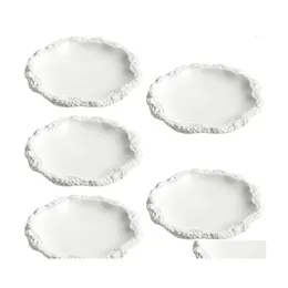 Piatti Piatti 5X Piatto decorativo Cucina Ceramica Rotonda Porcellana bianca Cena Pasta Drop Delivery Casa Giardino Sala da pranzo Bar Dinnerwar Dhyhl