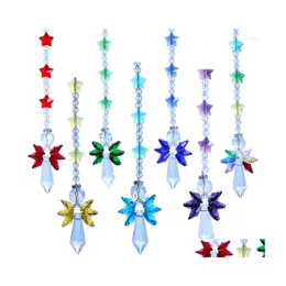 Dekoracje ogrodowe H D 7pcs Crystal Glass Guardian Anioł okna łapacze słońca Rainbow Maker Collection Suncather prezent dom wiszące