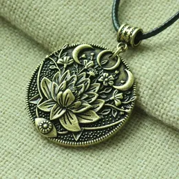 JTV smycken mandala blommor kvinnor lyxhalsband fas lotus meditation yoga smycken retro personlighetsskiva legering plätering multisal pendel halsband män kedja