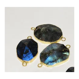 Подвесные ожерелья серые лабрадоритовые каменные разъемы Натуральное ожерелье 2022 DIY Ювелирные изделия, делая большие неровные золото.