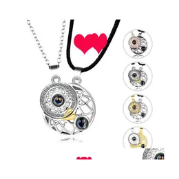 Party Favor 100 Languages ​​I Love You Necklace Projection Pendant Sun and Moon Memory Confession Par Valentines Day Gift Drop Deli DH8NH