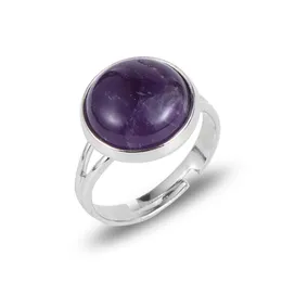Ring Solitaire 12 mm Bohemio Joyas Natural Stone Healing Crystal para mujeres Anillos de fiesta de cumplea￱os Ajustable Drop Drop Deli Dhlro