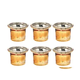 Candles 6Pcs Glass Creative Candle Cup Holder Simple Style Container Drop Delivery Home Garden Dhkxl