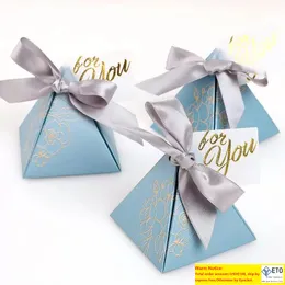 Blue Triangle Candy Box na przyjęcie weselne Prezenty Papier Baby Shower Dekoracja Dekoracja