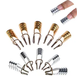 Nail Art Kits 1 Set(5pcs) Reusable Dual Silver Form For Making C Curve Acrylic French Tips Tools T0599