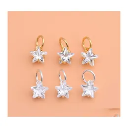 Charms sterling sier elmas zirkon aksesuarları mini küçük yıldız pentagram kolye bilezik kolye yaratıcı el yapımı damla teslimat otslx