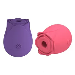 Massaggiatore per adulti A6hf 10 Frequenza a forma di rosa Donne che succhiano massaggiatore Ventosa orale Stimolazione del capezzolo Giocattolo del sesso per coppie
