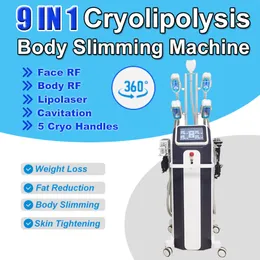 New Cryo Slimming Machine 9 IN 1 Cryolipolysis Weight Reduction RF Skin Tighten Cavitation Lipolaser Fat Loss Double Chin Removal Facial Lift Device Salon Home Use