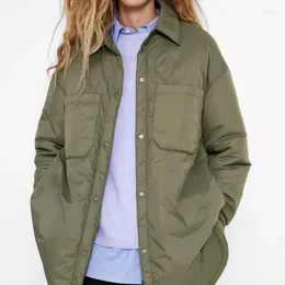 Piumini da donna Giacche Parka sottile Camicie oversize Cappotti Femme Armygreen Capispalla Bf Cappotto cachi manica lunga Trf 2023