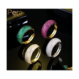 Cluster Rings Pera Esign Rose Red Green African Cz 585 Gold Women Adjustable Cocktail Party Finger Ring For Ladies Costume Jewelry D Dh6Uf