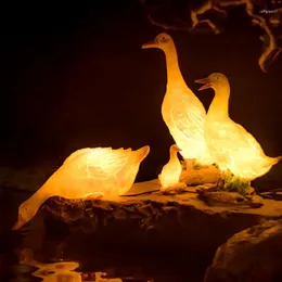 Symulacja lampa trawy zwierzęta żywica Luminous Duck Basen / Park Creative Modeling Lighting