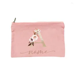 Kosmetiska väskor gyllene döda löv brev väska bärbar smink hög kvalitet kvinnor för lagring av saker nödvändiga