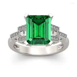 Wedding Rings Fashion Green Created Stone Ring For Women Engagement Size 6-10