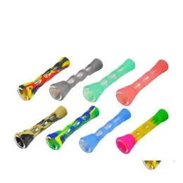 Smoking Pipes Sile Pipe Glass Bongs 3.4 Inches Cigarette Hand Portable Mini Tobacco Cigarettes Holder Drop Delivery Home Garden Hous Dhir2