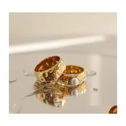 Cluster Rings Amaiyllis 18K Gold Minimalist Tin Foil Irregar Dot Heavy Solid Pearl Index Finger For Female Jewelry Gift Drop Delivery Dhvom