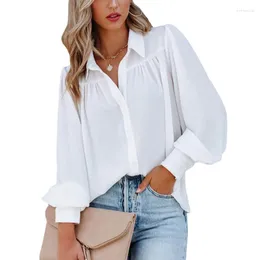 Women's Blouses Fashion Woman 2023 Shirts Blusas Lantern Sleeve Stand Collar Loose Shirt Long Clothes For Women Roupa Feminina