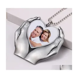 Party Favor SubliMation Metal Blanks Ornament Hängen Hand Holding Heart bil Decoration Sier Gray Supplies Hang Presents Drop Deliver Dhs48