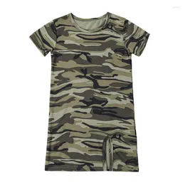 Mädchen Kleider Sommer Kinder T-Shirt Kleid Camo Print Casual Mädchen