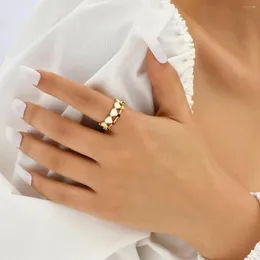 Bröllopsringar 8 färger mode emalj geometriska för kvinnor flicka fest smycken guld färg koppar öppen ring finger tillbehör
