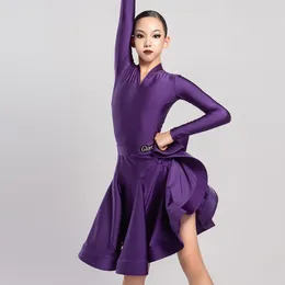 مرحلة ارتداء NY02 G3179 V TOPS TOPS LOTUS Kids Latin Dance Skirt for Girl Profession