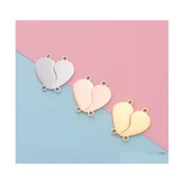 Charms 10Pair Heart Couple Pendant Stainless Steel Mirror Polish Handmade Friendship Love Pendants For Diy Necklacecharms Drop Deliv Otchh