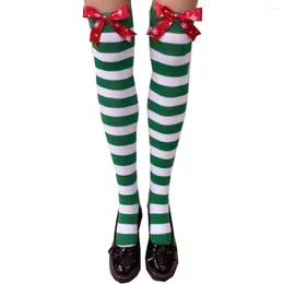 Skarpetki dla kobiet ozdoby świąteczne gęste seksowne produkty bawełniany łuk Długie pończochy kolan