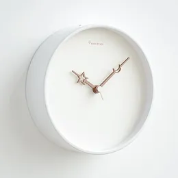 Duvar Saatleri Düz Renk Kuvars Saat Metal Minimalist Yuvarlak Nordic Modern Tasarım Dijital Reloj Pared Oda Dekorasyonu DK50WC