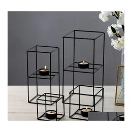 Kerzenhalter Metall Kerzenhalter Kreative Europäische Wohnkultur Geometrische Dekoration Requisiten Quadratische Candeleros Para Velas Ein Tropfen Dhwns